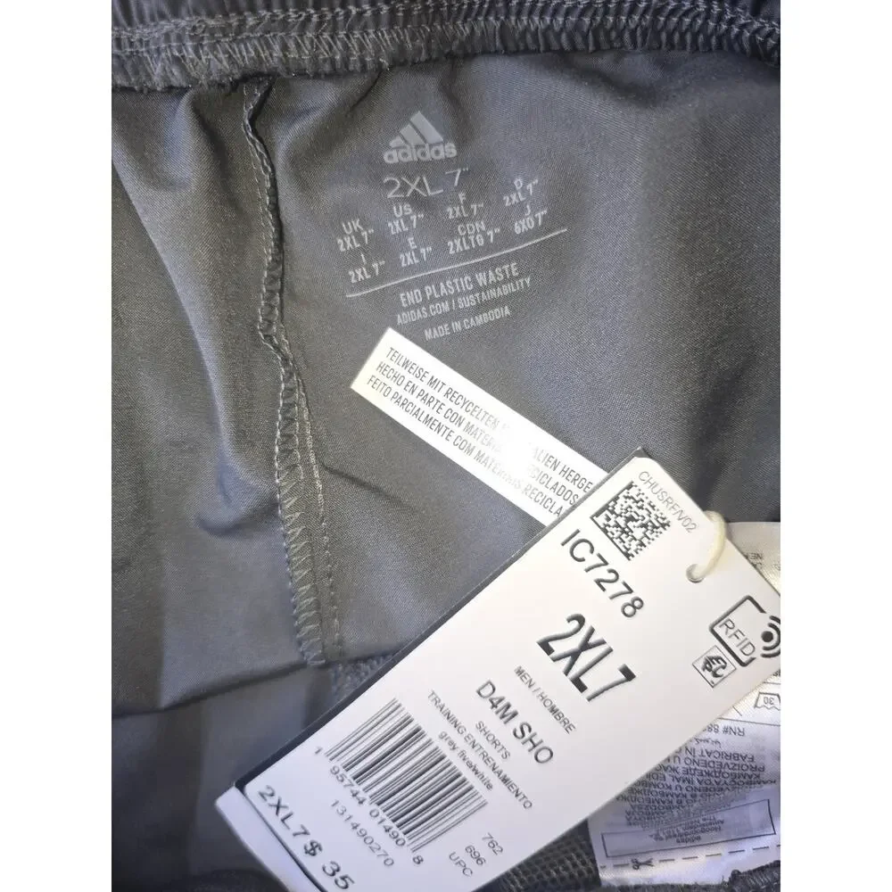 Adidas Mens Athletic Shorts Size 2XL Gray Stripe Zip Pockets 8410